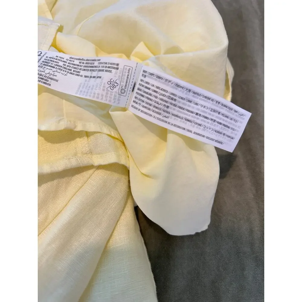 A&F The Linen Collection Pale Yellow Halter Maxi Dress Small P
